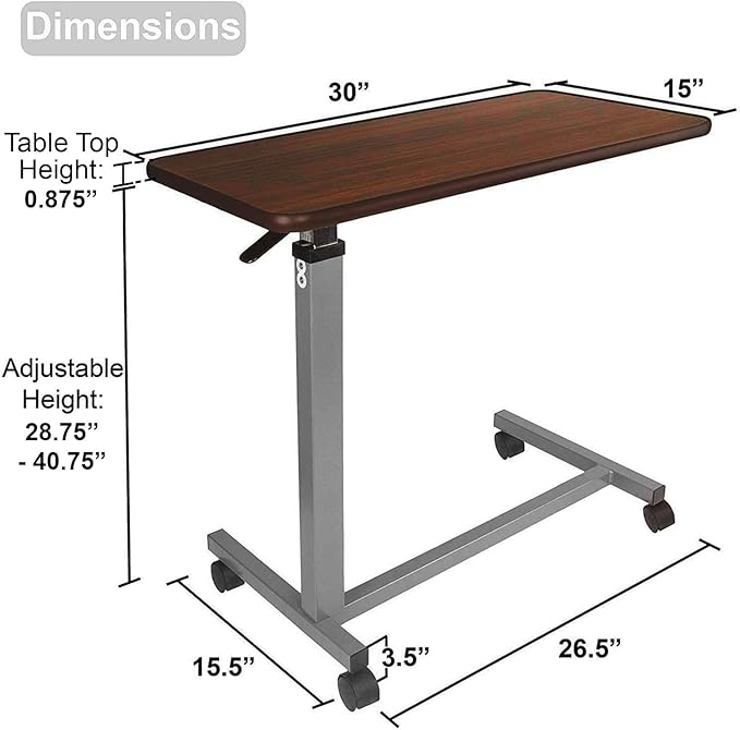 Vaunn Medical Cart Adjustable Overbed Table - Image 3