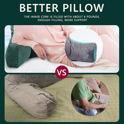 Neustern Reading Pillow for Sitting in Bed Adult, Back Pillow for Bed Shredded Memory Foam Chair Pillow with Arms and Pockets, Backrest and Support with Washable Cover for Watching TV/Gaming/Relaxing