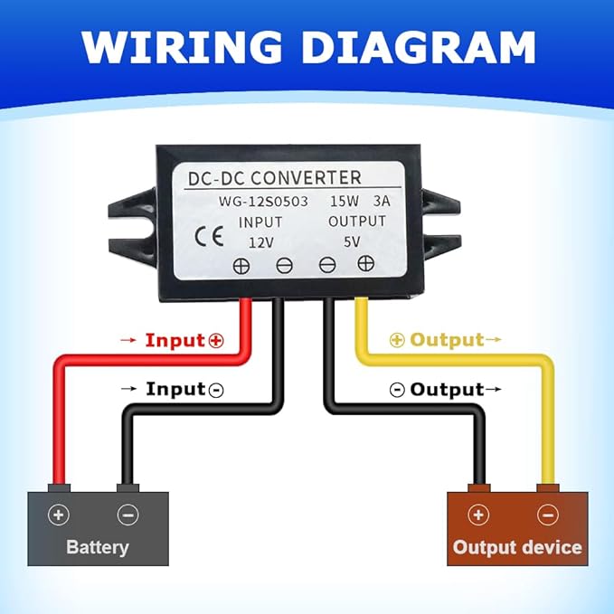 2Pcs DC 12/24V to 5V Converter 3A 15W,Step Down Converter,Voltage Reducer IP68 Waterproof Power Converters
