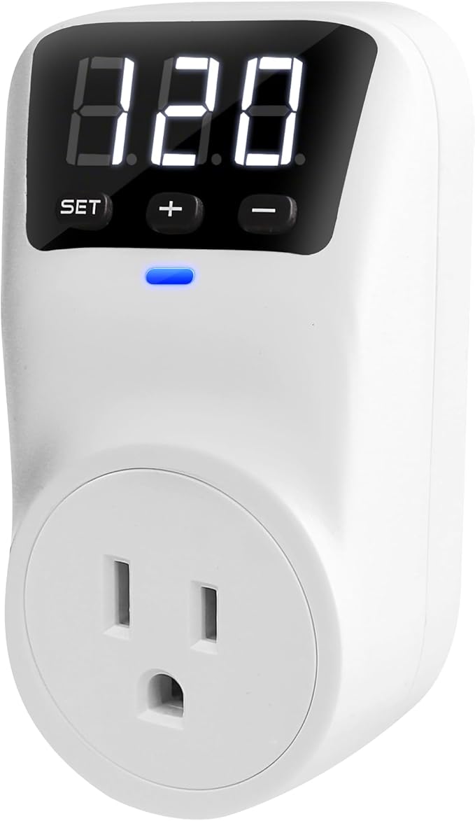 Smart Surge Protector Voltage Stabilizer Fireproof UL94V-1 Wall Mount Surge Protector Outlet for Refrigerator, TV & Heavy-Duty Appliances w/Real-Time Monitoring & Custom Voltage 80V-140V