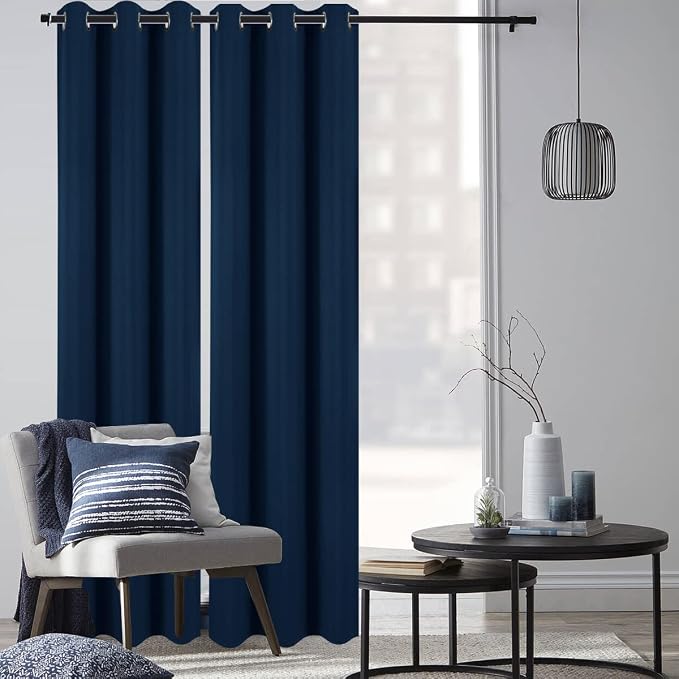 Diraysid Navy Blue Grommet Blackout Curtains - Image 3