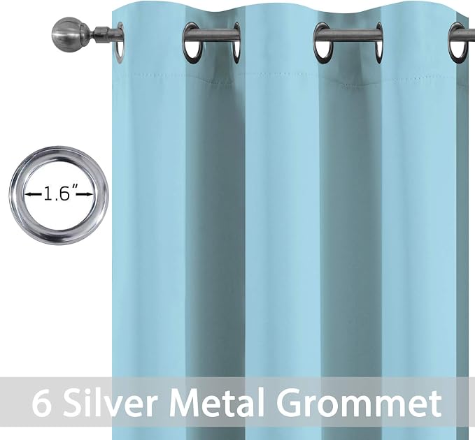 Yakamok Blackout Curtains 38x84 inch Sky Blue Thermal Drapes-Bedroom | 2 panels - Image 2