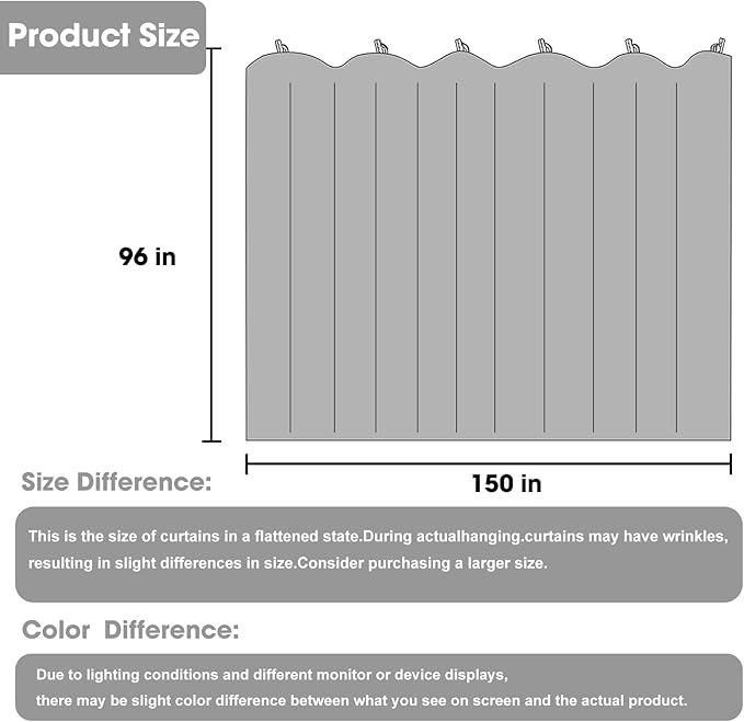 Room Divider Blackout Curtain Track Curtains Wall Dividers Panels Screen for Living Rooms Bedroom Office Privacy Partition Separation, W150 × L96 Inch,1 Panel, Black