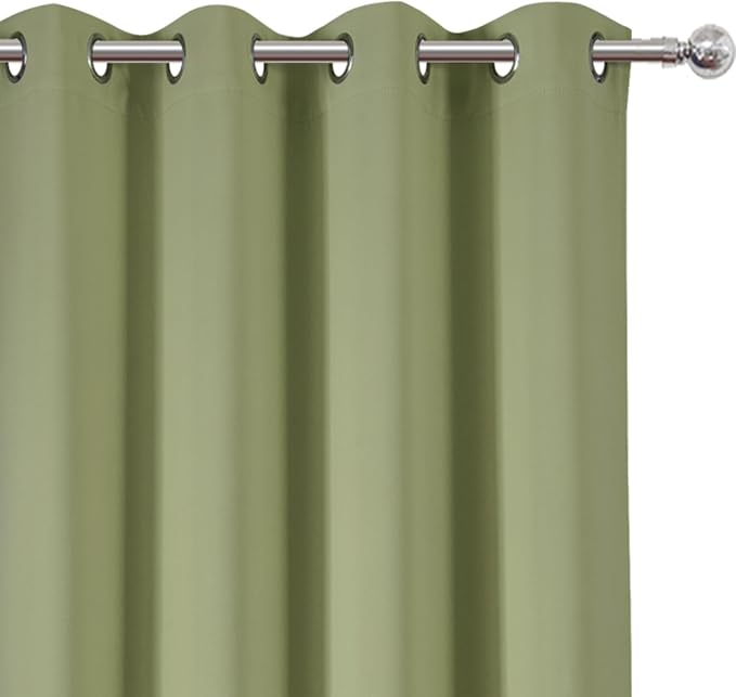 100% Blackout Curtains 84 Inch Long Sage Green Curtains 2 Panels - Image 7