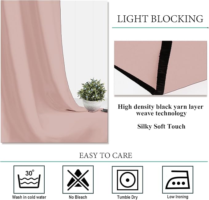 Diraysid Blush Grommet Blackout Curtains - Image 5