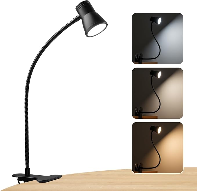 Eye-Caring Clip On Desk Lamp, 3 Color Modes & 10 Brightness LED Reading Light - Image 8
