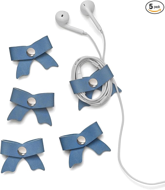 5 Pack Cord Organizer, Bow Cord Keeper, Cable Organizer USB Holder, Leather by SenseAGE