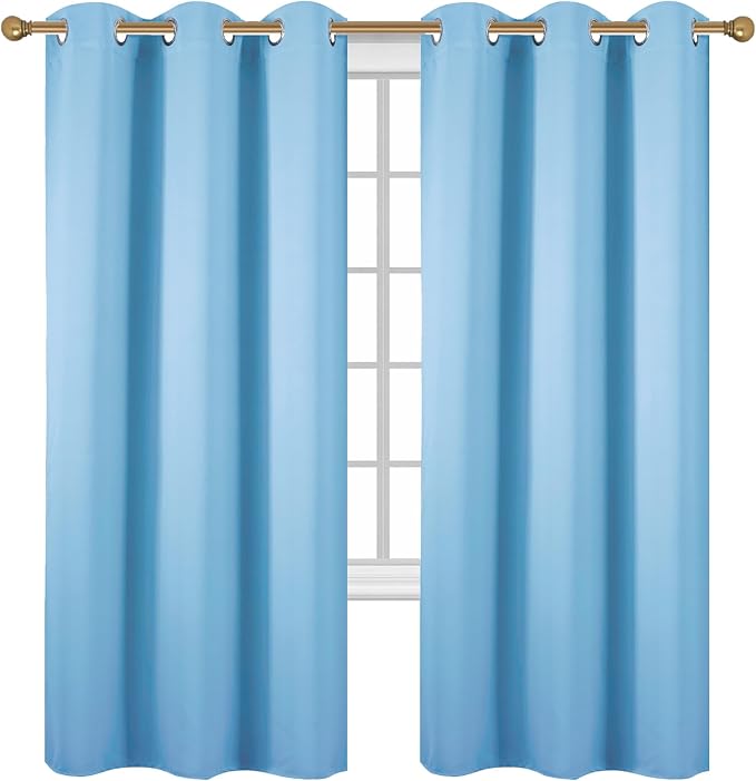 Diraysid Sky Blue Grommet Blackout Curtains - Image 2