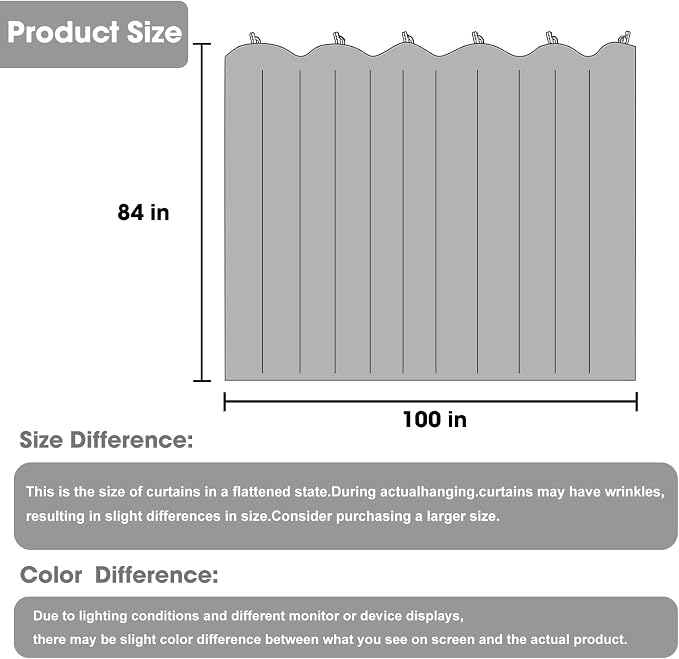 Room Divider Curtains, Noise Reduction, W100 × L84 Inch, 1 Panel - Image 6