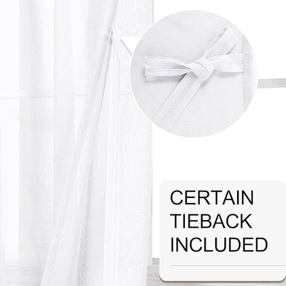 XWZO White Sheer Curtains 84 Inches Long for Bedroom, Light Filtering, Airy & Breathable Voile Drapes, Grommet Tieback Window Curtains for Living Room, Kids Room, Set of 2 Panels, W42 x L84
