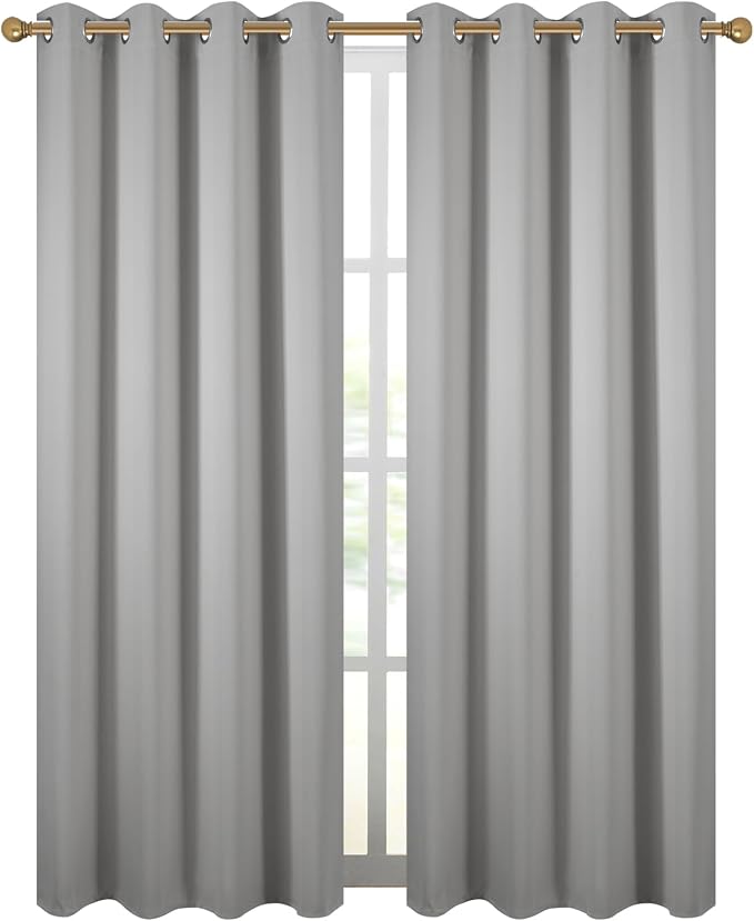 Diraysid Light Grey Grommet Blackout Curtains - Image 2