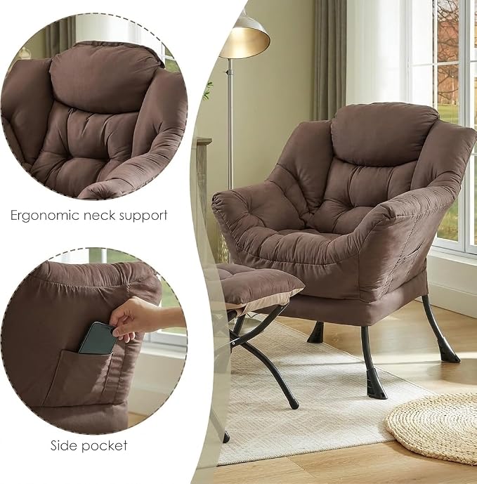 HollyHOME Lazy Chair with Foldable Ottoman, Accent Comfy Lounge Armchair and - Image 5