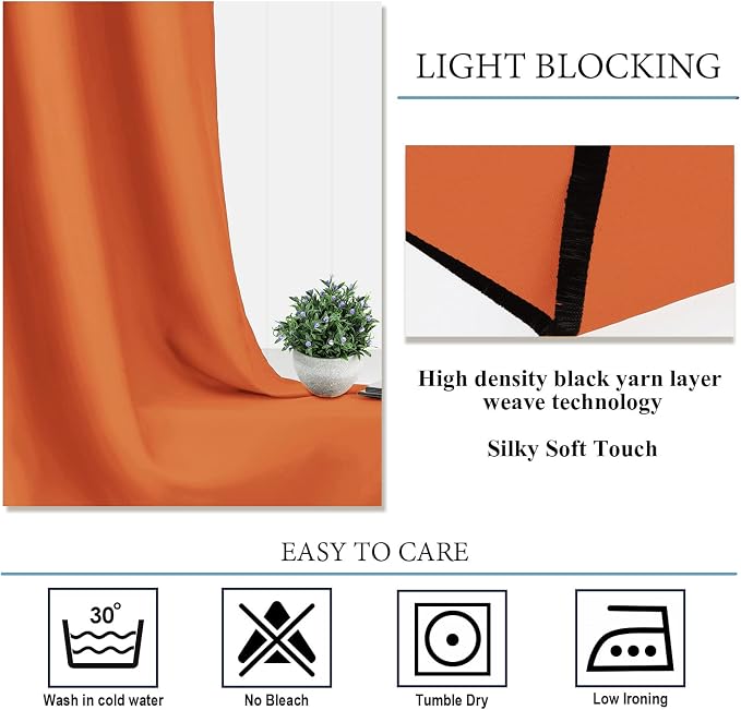 Diraysid Orange Grommet Blackout Curtains - Image 5
