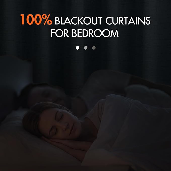 MIULEE 100% Blackout Curtains 90 inches Long Linen Curtains & Drapes - Image 2