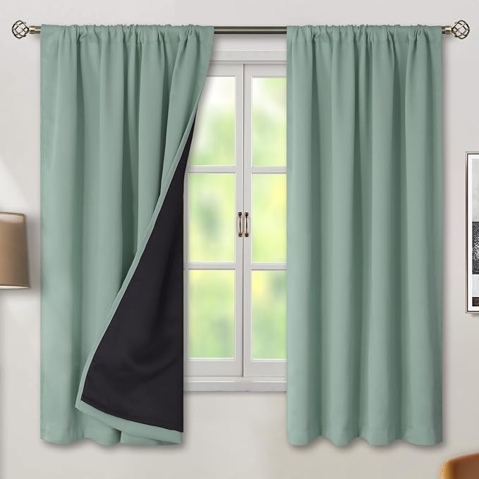 BGment Blackout Curtains with Thermal Insulation Liner Curtains 63 Inches Long - Image 2