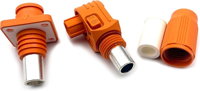 1 Set Battery Energy Storage Connector, 120A High Current Connectors Quick Plug Terminal Orange Right Angle Plug and Socket IP67 Waterproof Power Adapter Crimping 25mm² Wiring (1000V)