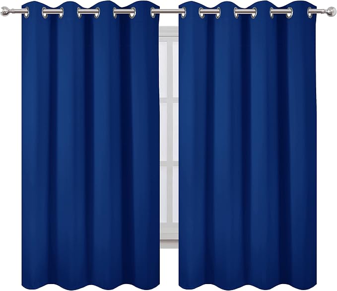 Royal Blue Blackout Curtains 66 x 63 Inch Length/Set of 2 Curtain - Image 2