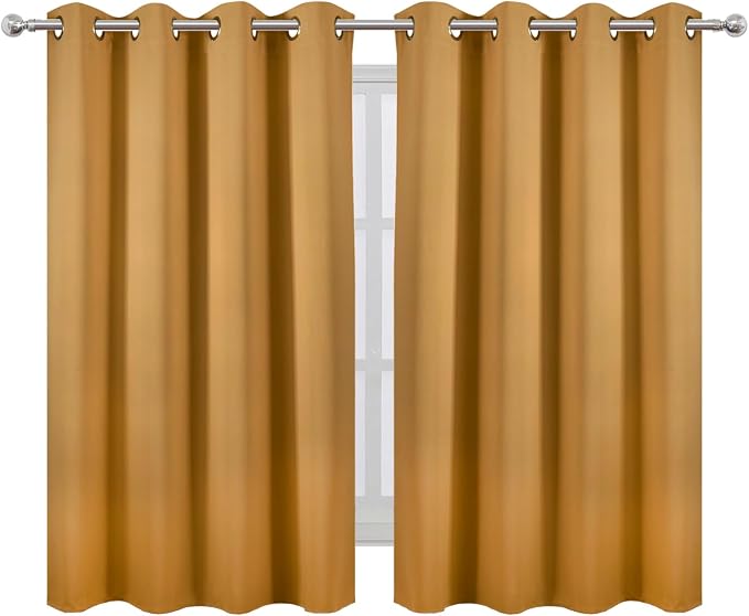 Mustard Yellow Thermal Blackout Curtains/52 x 54 Inch/Set of 2 Panels Room - Image 2
