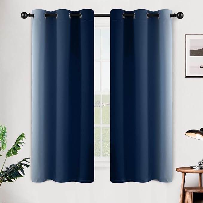 SimpleHome Ombre Blue to Grey White Curtains - Image 2
