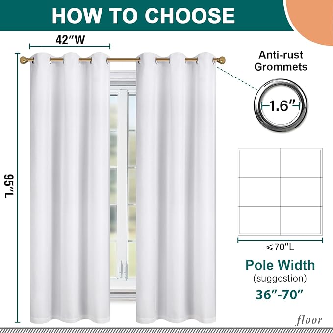 Diraysid 100% Blackout Curtains White Linen Curtains - Image 3