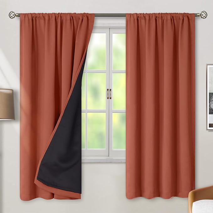 BGment Terracotta 100% Blackout Curtains 72 Inches Long, Thermal Insulated - Image 2