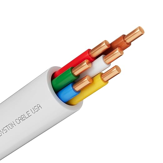 Syston 18/6 Thermostat Doorbell HVAC Heating Control Cable Wire, 18 AWG 6 Conductors 100% Solid Copper Conductors CL3R/FT4/CMR Riser-Rated, UV Resistant RoHS for Low Voltage Applications Use