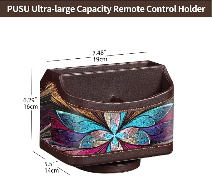 360° Rotatable Remote Control Holder, PU Leather TV Remote Caddy - Image 2