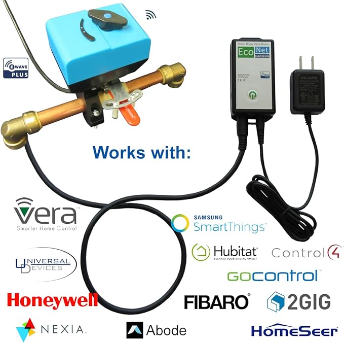 EcoNet Controls EVC200-HCSML The Bulldog Valve Robot, Z-Wave Water Valve, Smart Home Controller Required, Easy to Install and No Plumbing Required, Valves up to 1.5"