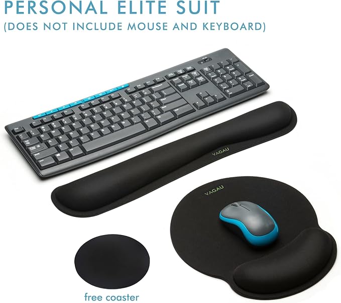 VAGAU Premium Keyboard Wrist Rest and Mouse Pad Wrist Support, Ergonomic Memory Foam Set for Office, Laptop, Mac, Computer and Gaming, Comfortable Typing &Wrist Pain Relief