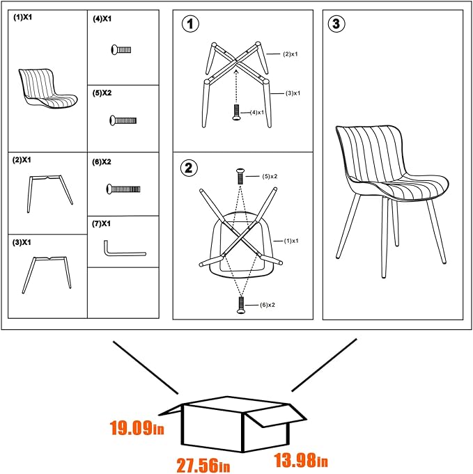 YOUNUOKE Mid-Century Modern Dining Chairs Set of 2, White PU Leather Upholstered Kitchen Chairs with Black Metal Legs, Armless Accent Chair for Dining Room, Guest Reception Room