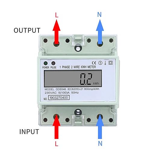 ANKROYU DDS546 Single Phase Energy Meter, Rail Digital Electric Consumption Meter, Anti Impact Residential Energy Meter for Energy Consumption Measurement