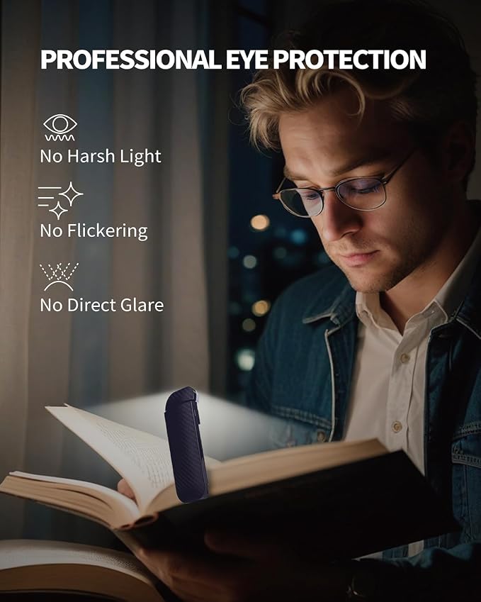 HEMONNKAM Book Reading Light, Rechargeable Clip on Booklight, Eye Caring 3 - Image 3