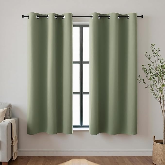 KOUFALL 48 Inch Short Curtains for Bathroom Small Windows, Thermal Insulated by KOUFALL