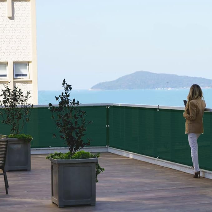 Custom Size 3'x1' Dark Green Balcony Privacy Screen 90% UV Block | Windscreen - Image 6