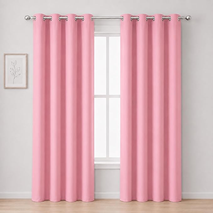 Blackout Curtains 66 x 95 inch/Pink Curtains Set of 2 Panels/Thermal Insulated by Lemomo