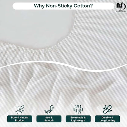 NON Sticky cotton Queen Size Sleeper Sofa Sheets, 4 Piece Egyptian Cotton Bed Sheet Set for Sofa Bed, 7" Deep Pocket for Pull Out Couch Mattress, 60" x 75", White Stripe, Soft & Breathable