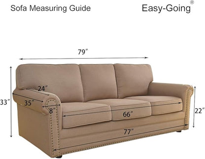 Easy-Going Stretch Sofa Slipcover 1-Piece Sofa Cover Furniture Protector Couch Soft with Elastic Bottom for Kids, Polyester Spandex Jacquard Fabric Small Checks (Sofa, Camel)