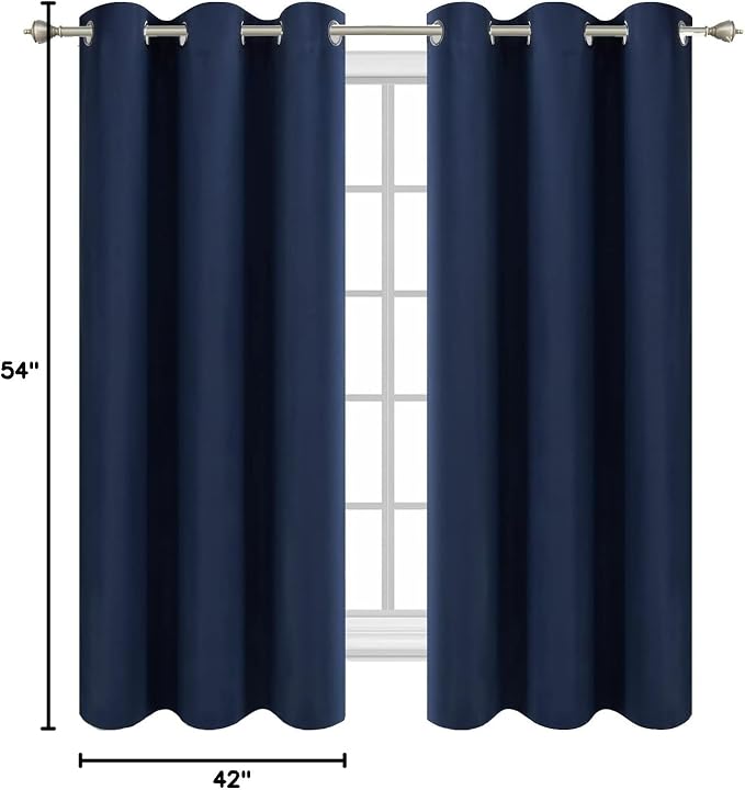 Diraysid Navy Blue Grommet Blackout Curtains - Image 8