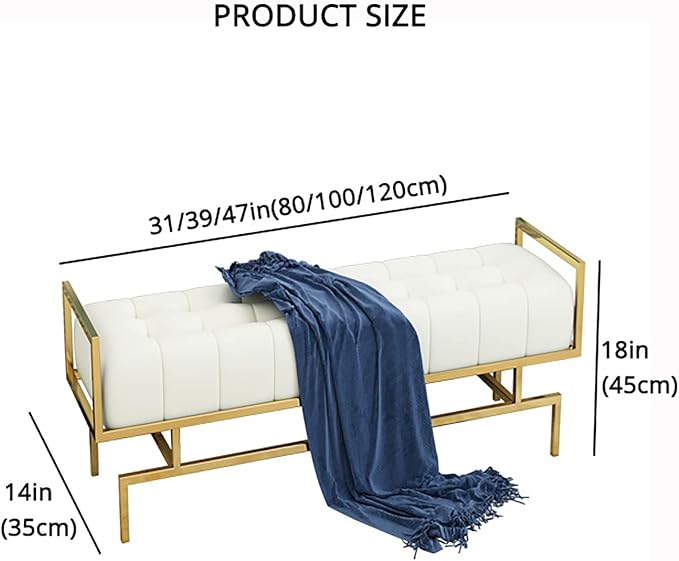 Luxurious End of Bed, Leather Upholstered Bedroom Seat, Modern Multifunction - Image 2