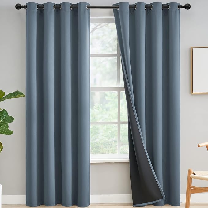 Yakamok 100% Blackout Curtains for Bedroom 84 Inch Length, Light Blocking Drapes by Yakamok