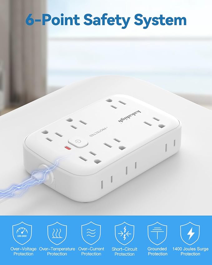 Extension Cord with Outlet Cover & Multi USB- 5 FT, Ultra Thin Outlet Concealer with Cord & 12AC Outlet 6 USB (24W/4.8A), Charging Station for Multiple Devices, for Behind Wall Furniture Couch Sofa TV