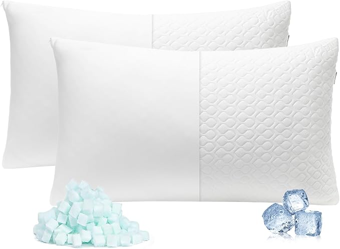 Shredded Memory Foam Pillows for Sleeping, Adjustable Pillows King Size Set of 2 by RainmrBedding