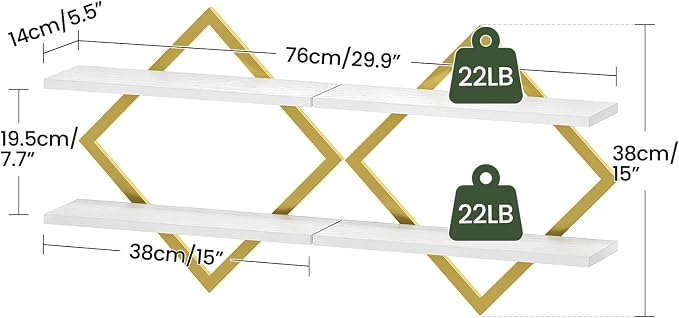 Floating Shelves for Wall, 2-Tier Hanging Shelves, for Living Room - Image 3
