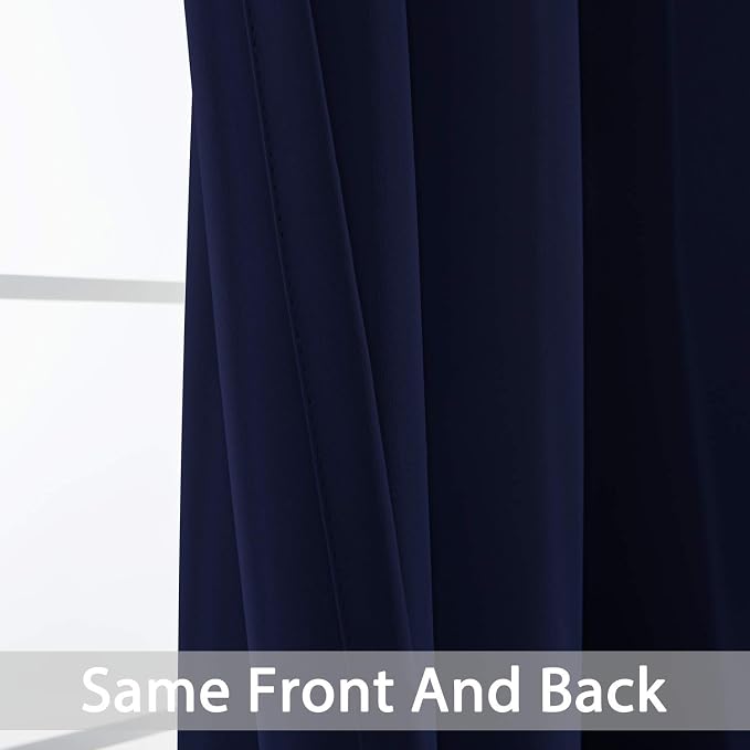 Yakamok Room Darkening Curtains 52x72 inch Length Navy Blue-Living Room | 2 - Image 6