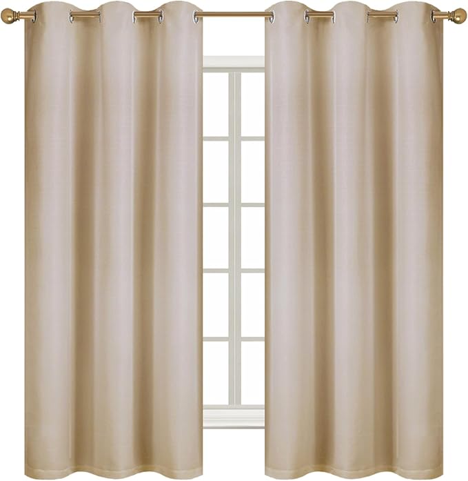 Diraysid 100% Blackout Curtains Beige Linen Curtains - Image 3