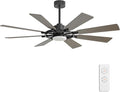 ELEHINSER 80 Inch Ceiling Fan with Lights and 3 Downrods, 8 Plywood Blades, 6-Speed Noiseless Reversible DC Motor, 3CCT, Windmill Ceiling fan for Kitchen Bedroom Living Room, Black and Grey