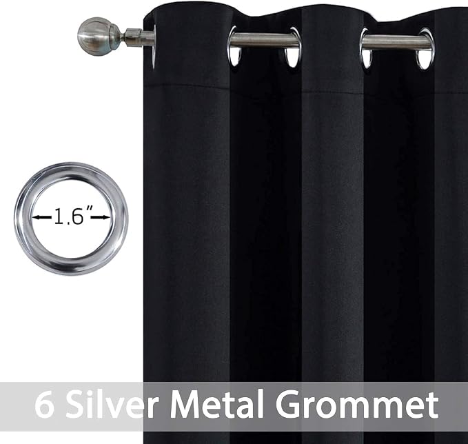 Yakamok Blackout Curtains 38x84 inch Black Thermal Drapes-Bedroom | 1 panel - Image 3