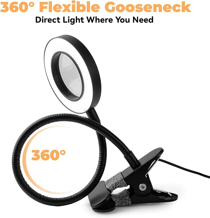 LALISU Clip on Lamp, 5X Magnifying Glass - Image 7