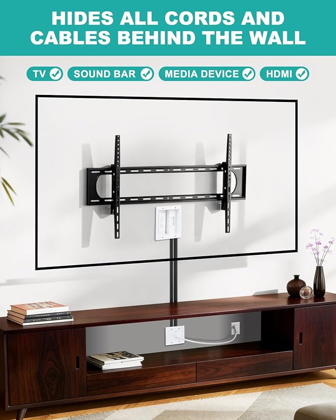 HAPYTHDA in Wall Cable Management Kit,TV Cord Hider for Wall Mounted TV with Two Triple Outlet and 10ft Cord,20A TV Wire Hider for Wall Easy Achieve Safe Cable Management