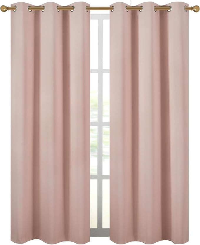 Diraysid Blush Pink Grommet Blackout Curtains - Image 2